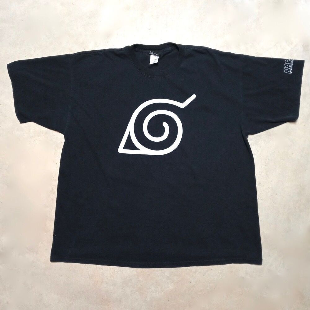 Vintage 2002 Naruto T-Shirt Size XXL Black Leaf Village Symbol Logo Anime Y2K